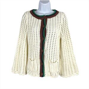 Postmark Anthropologie Elsie Cardigan Sweater Open Knit Crochet Grandma XS